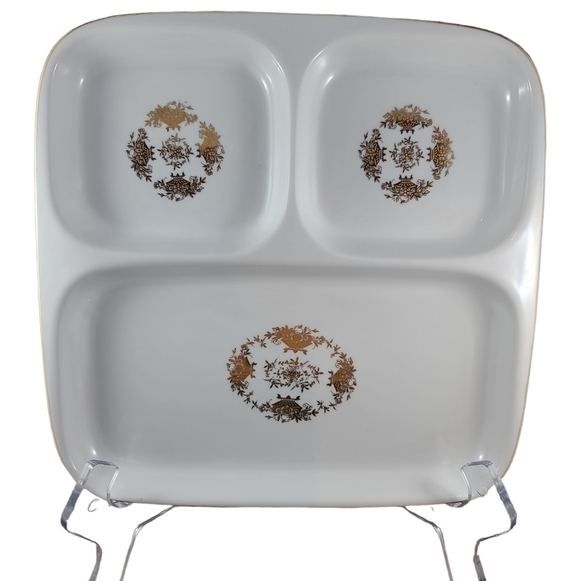 MAGHSOUD Porcelain Divided Appetizer hors d'oeuvre Divided Serving Dish Gold - Picture 1 of 4